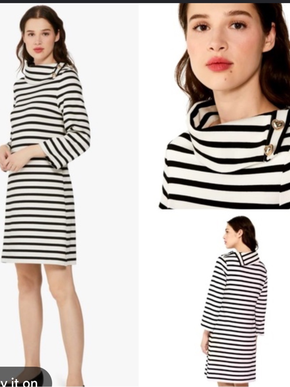 Kate Spade Black and White Striped Turtleneck Ponte Dress